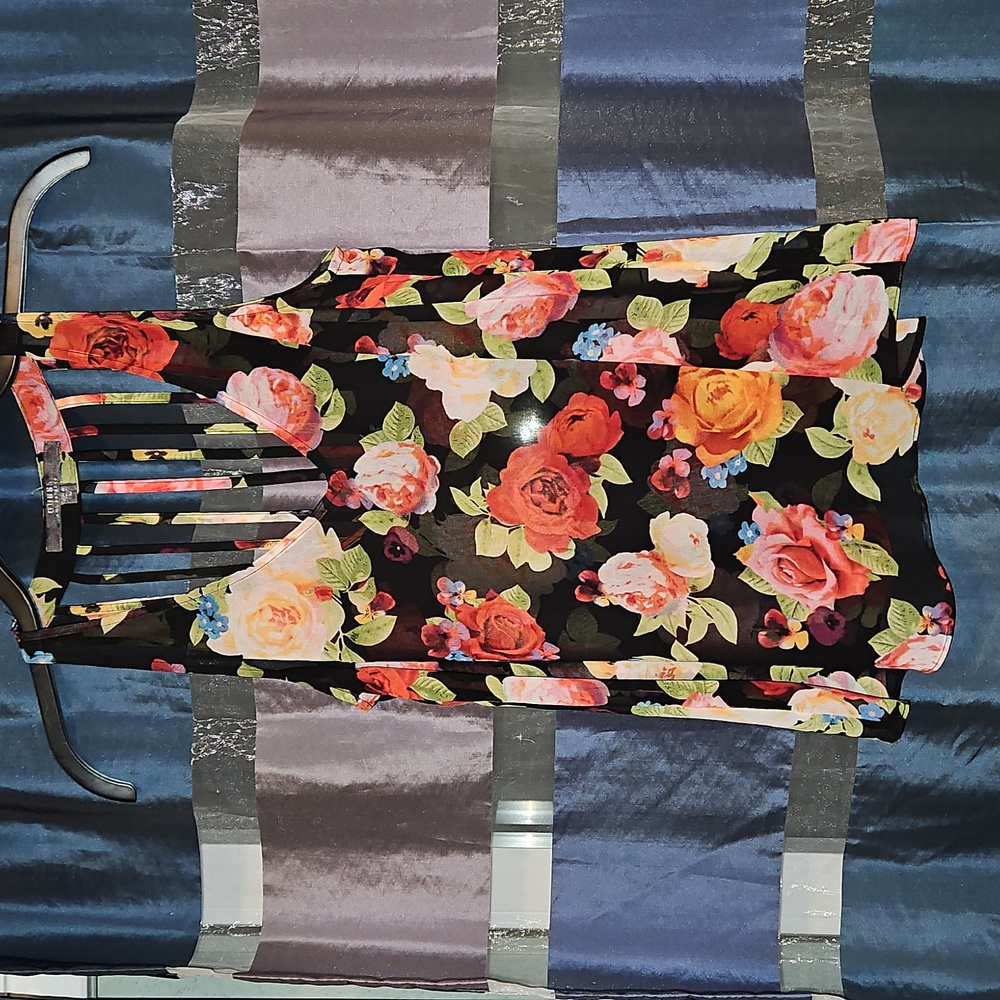 Rose Print Mesh Tank Top